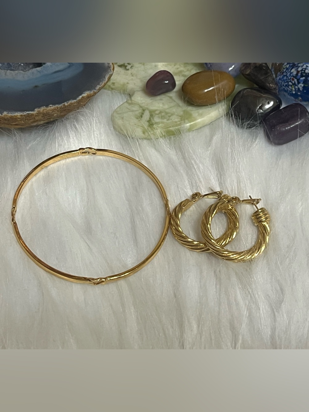 Vintage Monet Hoop Earrings And Bracelet
